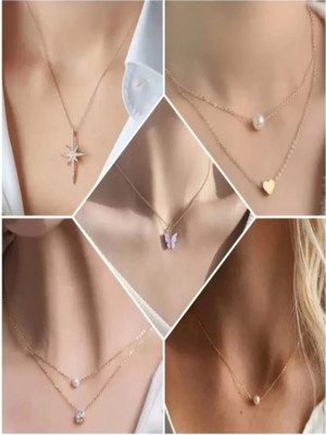 ELCETRATD JEWELLERY shimmering beautiful combo for women and girls Diamond Gold-plated Plated Alloy Necklace