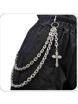 TIYAAZ 2 layer Jesus cross Rope Style Jeans chain Stainless Steel Chain