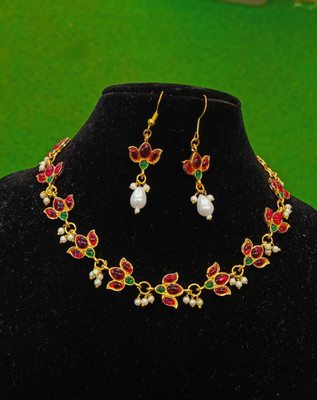 ANVIKAA Alloy Gold-plated Gold Jewellery Set(Pack of 3)