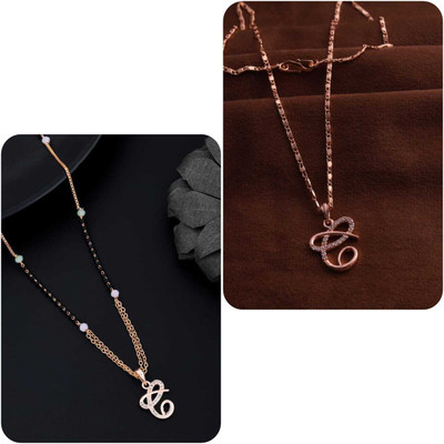 VESTURE KNOT Rose Gold C letter Alphabet Chain Pendent/Locket & Mangalsutra Gold-plated Plated Alloy Necklace