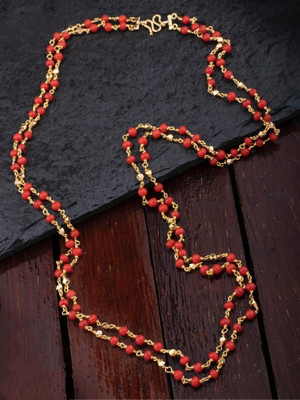 ElegantImitation Traditional Multicolour Coral Beads Gold Chain 24 Inch Gold-plated Plated Alloy Chain
