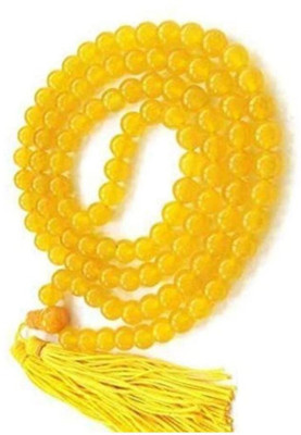 Jewelswonder Trishakti Enterprises AAA Quality 6 mm 108+1 Beads Yellow Agate Hakik Japa Mala Stone Necklace