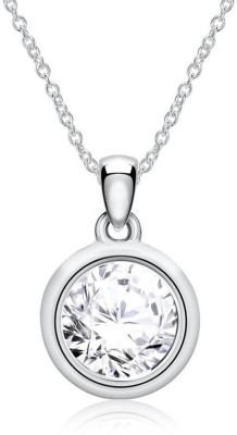 Goldhartz Bezel Set Solitaire Pendant 925 Sterling Silver Necklace for Timeless Elegance Zircon Gold-plated Plated Metal Necklace
