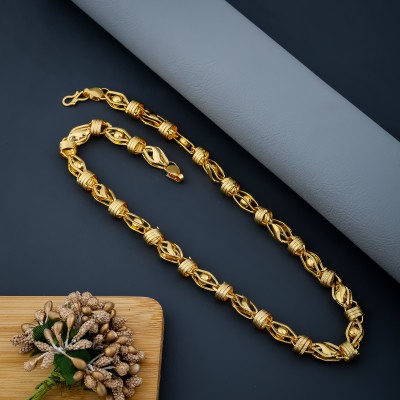 XAIYZ 1 gram High Quality Indian Polished “20” Inches GoldChain for Men and boy Gold-plated Plated Copper Chain