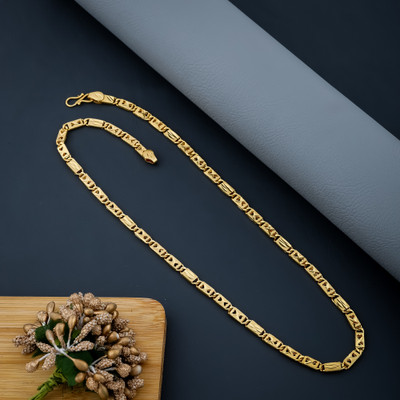 VAMIBHALAMI 1 gram High Quality Indian Polished “20” Inches GoldChain for Men and boy Gold-plated Plated Brass Chain