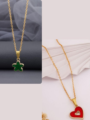 Dressberry Elegant new charms Set of 2 Necklace chain for Girls and Women Gold-plated Plated Brass Chain