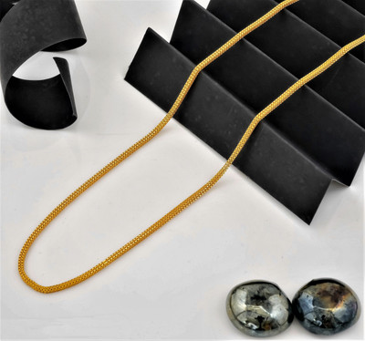 HN JEWELLERY One Gram Micro Gold Plated New Square Box Chain For Men And Women 24 Inch Long Gold-plated Plated Brass Chain