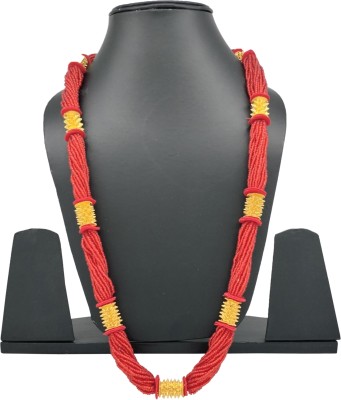 Shubh Nakshatra [A12] Red Kata Naugeri tilhari 30inch Beads Alloy Layered
