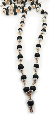 Murliwala Natual Karungali Malai Copper Chain with Silver Cap (54 Beads) | Pure Ebony Mala Metal, Wood, Copper Chain
