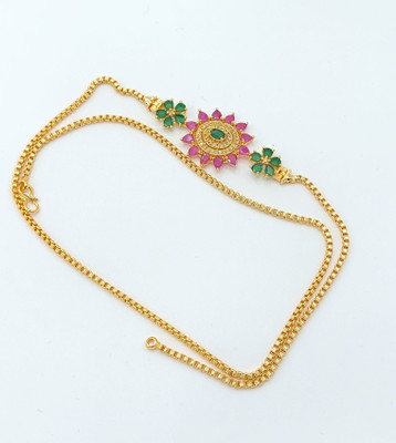 Dignify Jewels Copper Gold Plated 24 Inch Long Mugappu thali chain For Women and Girls Gold-plated Plated Copper Chain