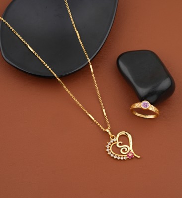 Bright STYLE “S” Letter 18 inch AD Diamond Gold plated Mangalsutra necklace chain with ring for women & girls Alloy, brass, copper, metal alloy Mangalsutra ( chain ) Gold-plated Plated Metal, Alloy Chain