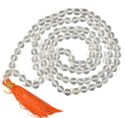 CRYSTU Natural Clear Quartz 6 mm 108 Round Beads Jaap Mala Necklace for Unisex Beads, Quartz Crystal Chain