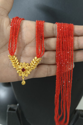 Gorkhastyle Nepali Traditional Locket in original Red Hydro Guruanteed Gold Plated Pearl Gold-plated Plated Brass Necklace