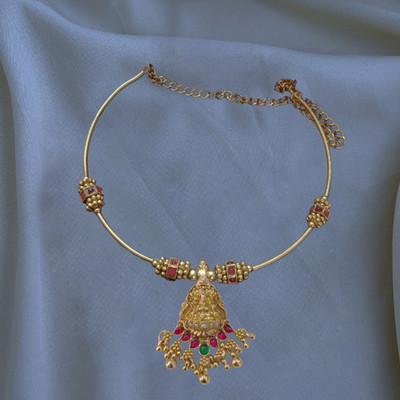 Influtive Traditional Wedding Wear Necklace/Jewellery Set For Women and Girls Cubic Zirconia Gold-plated Plated Brass Necklace Set