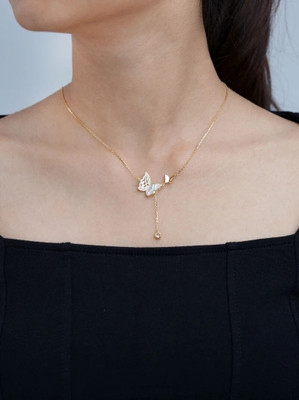 Ezurr Butterfly Pendant Chain Sterling Silver Plated Sterling Silver Chain Set