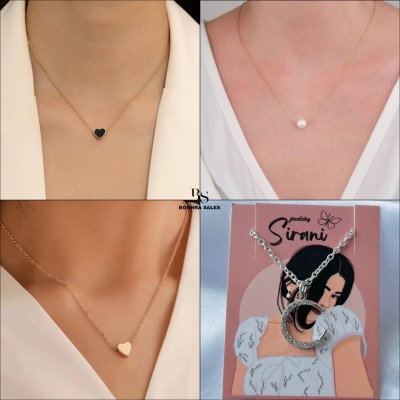 BOGHRA SALES Combo of 4 Pendant Necklace Chain for Women and Girls Pearl, Diamond, Crystal Gold-plated Plated Brass, Alloy Chain