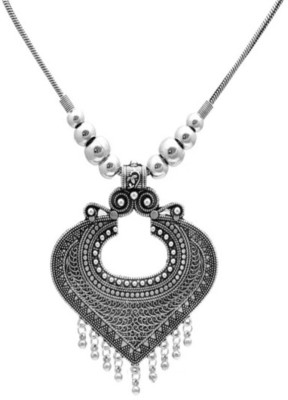 Shree krishna textile Silver Plated Oxidised Silver Necklace