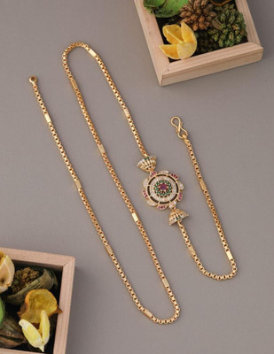 crystal fashion store Amreican Diamond Gold Plated 24 Inch Copper Mugappu Chain For Women and Girls Diamond Gold-plated Plated Copper Chain