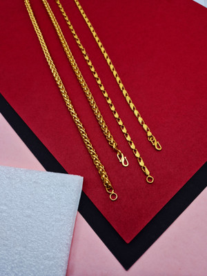 Divyanshi Collection Combo Of 2 Stylish One Gram Gold Plated Designer Chain Gold-plated Plated Brass Chain