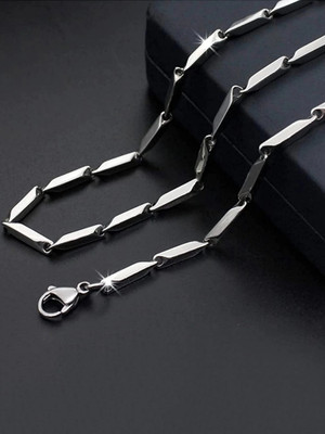 Devora Stylish Party wear Silver chain for mens and boys Titanium, Sterling Silver Plated Stainless Steel Chain