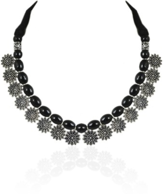 Waama Jewels Black Thread Oxidized Silver Plated Metal Necklace for Girls & Women Silver Plated Brass Choker
