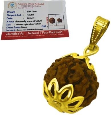 BHAKTI Kripalu Store seven Mukhi Pendant, 7 mukhi Rudraksha Pendant Gold-plated Plated Wood Necklace Set