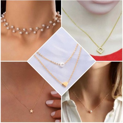 ELCETRATD JEWELLERY Diamond Gold-plated Plated Alloy Chain Set