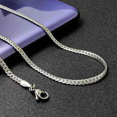 REVERSEA Valentine Long Chain for Men & Boy Stylish Silver Plated Stainless Steel Chain Silver Plated Stainless Steel Chain
