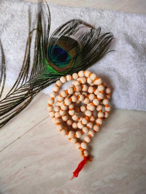 Vanishree World Real 108 beads + 1 beads white chandan mala Wood Chain