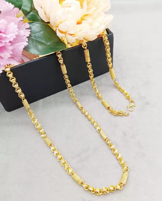 Kanibhashi 1 gram High Quality Indian Polished “20” Inches Gold Chain for Men and boy Gold-plated Plated Alloy Chain