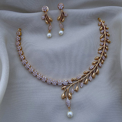 YIMBLI Brass Gold-plated Gold, White Jewellery Set(Pack of 1)