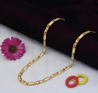Gmolacha 1 gram High Quality Indian Polished “20” Inches Gold Chain for Men and boy Gold-plated Plated Alloy Chain
