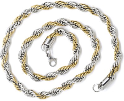 Dee Gee's mart Trendy Fancy Rope Design Light Weighted Two Tone Stainless Steel Chain Brass Chain