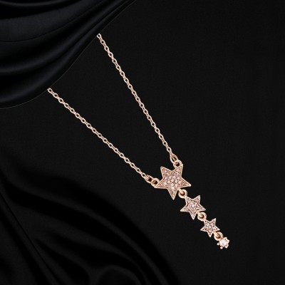 Lumiere Jewel Lumiere Fancy Stars Pedant With Diamonds Rose Gold Plated Brass, Alloy Necklace