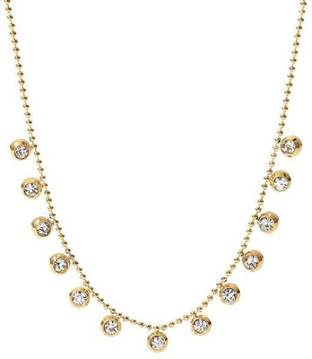 DZOIR Gold Plated Diamond Cut Pendant Necklace Gold-plated Plated Stainless Steel Necklace Set