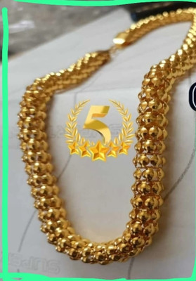 RFJ Waterproof hollow from inside width 10mm Length 21 inch Gold-plated Plated Alloy Chain