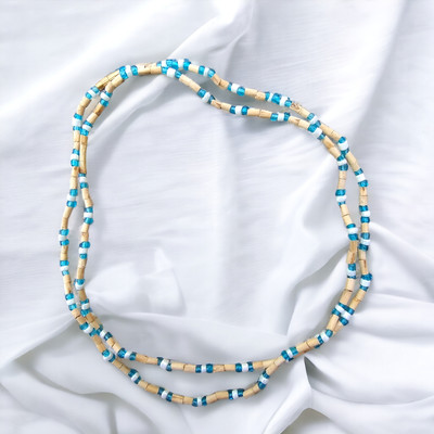 BRAJSTORE Tulsi Kanthi Mala 2 Round with Tulsi Beads & Crystal Wood Chain