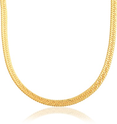 MissMister Gold Plated Brass 26 Inch dailyuse Flat Necklace Chain for Men Women Gold-plated Plated Brass Chain