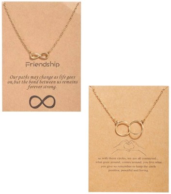 TheVineGirl Combo Of 2 Infinite and Double Circle Ring Pendant For Women/Girls Gold-plated Plated Alloy Choker