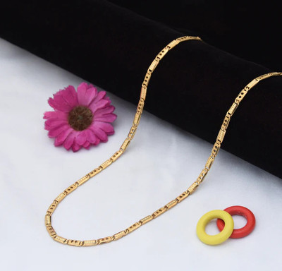 VELABHAMI 1 gram High Quality Indian Polished “20” Inches Gold Chain for Men and boy Gold-plated Plated Alloy Chain