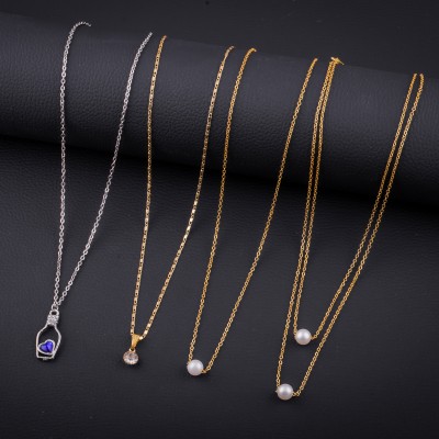 FLAMINGO JEWELS Combo of 4 Necklace Chain Gold-plated Plated Alloy Necklace