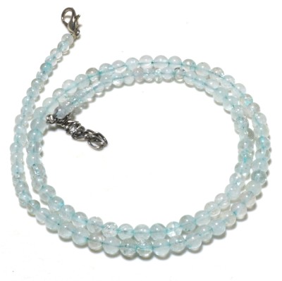 Silver Aura Creations Natural Blue Sky Topaz Gemstone Round Pearls Necklace For Girls & Women Topaz Sterling Silver Plated Sterling Silver Necklace