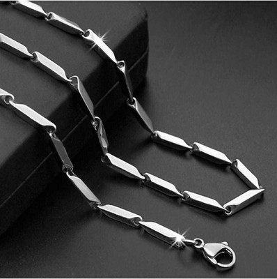 Adoxy Silver Chain for Men, Chain for Boys, Men's Jewellery, Simple Chain for Boys Black Silver, Rhodium, Platinum Plated Stainless Steel Chain