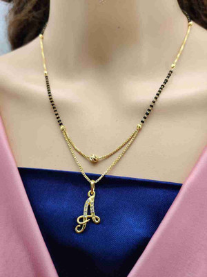 REVERSEA A Latter Mangalsutra Cubic Zirconia Gold-plated Plated Alloy Chain Set