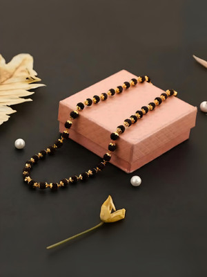 Minprice 1 Gram Premium 7mm Natural Rudraksha Mala Cap's Beads Gold-plated Plated Brass Chain