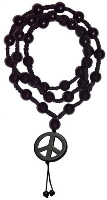 M Men Style Biker Jewellery Peace symbol Locket Necklace with Crystal Mala- Onyx Crystal, Dori Chain