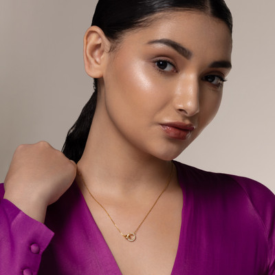 Kushal's Fashion Jewellery White Gold-Plated Contemporary 92.5 Sterling Silver Chain Pendant Zircon Gold-plated Plated Sterling Silver Necklace