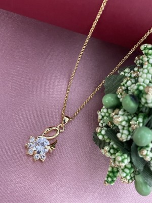 Digital Dress Room American Diamond Peacock Pendant Gold Plated Adjustable Necklace For Women Gold-plated Brass Pendant