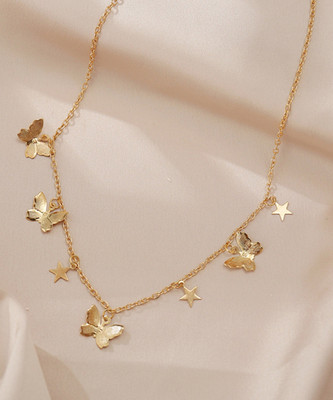 TheVineGirl Latest Single Layered Butterfly Star Necklace For Women Gold-plated Plated Alloy Necklace