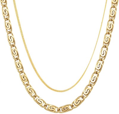 Maalgodam 21 Inch Golden Chain, Chain for Women, Chain for Men Buy 1 get Total 2 Chains Gold-plated Plated Brass Chain Set